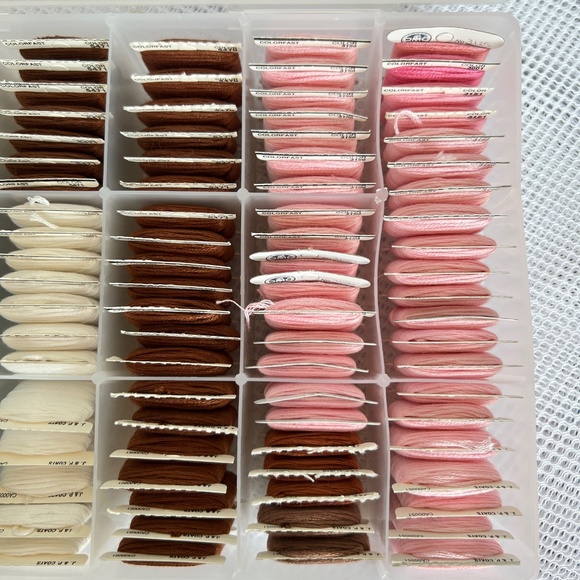 Embroidery Floss Cross Stitch Thread Lot 116 On Cards Pink Blue Brown with Case - Picture 3 of 6